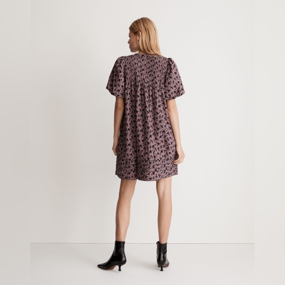 Madewell Tillie Puff-Sleeve Mini Dress in Shadow Blooms size medium - Picture 2 of 7